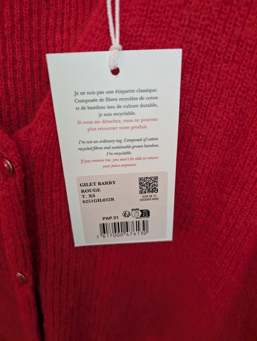 Sézane Red Barry Cardigan